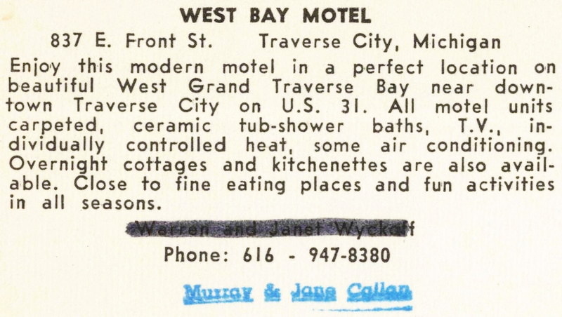 West Bay Motel - Vintage Postcard